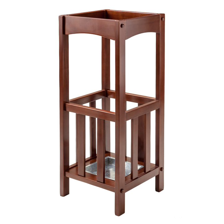 Rex Umbrella Stand with Metal Tray, Walnut