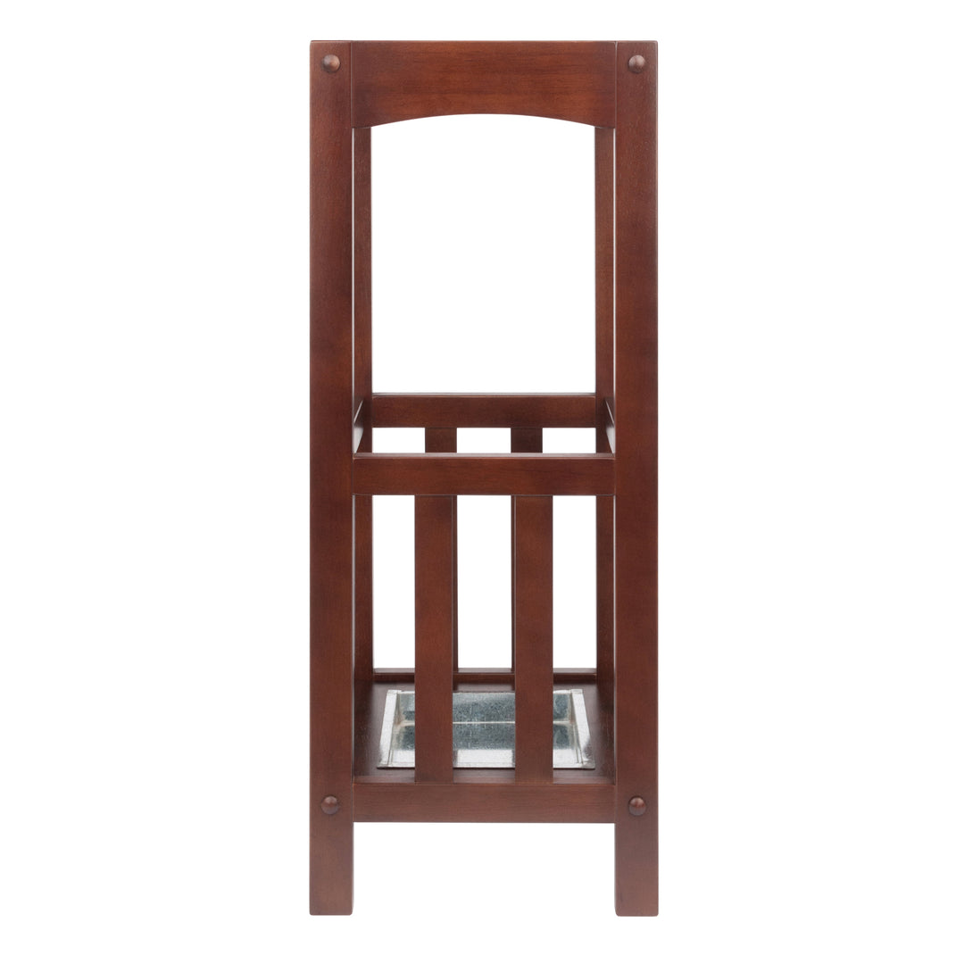 Rex Umbrella Stand with Metal Tray, Walnut