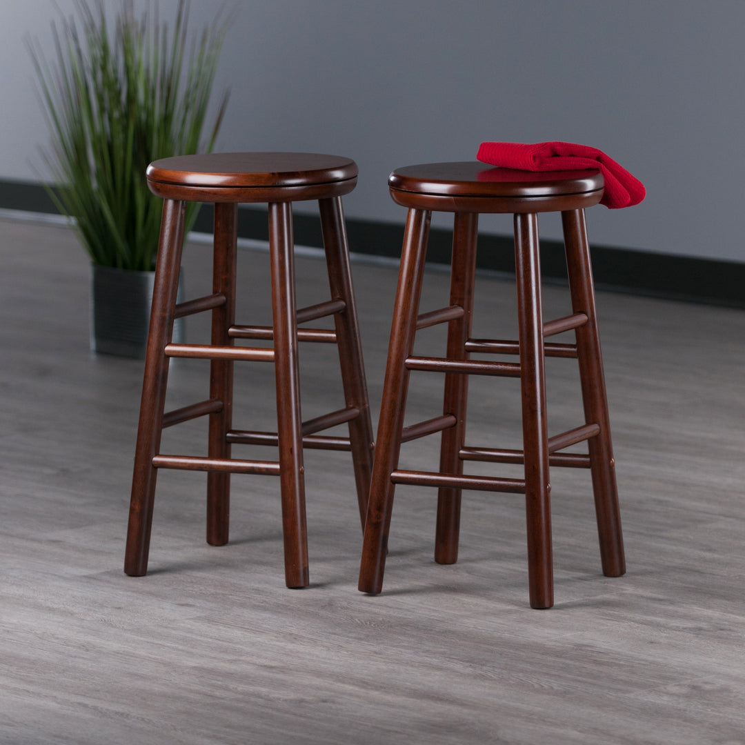 Shelby 2-Pc Swivel Seat Counter Stool Set, Walnut