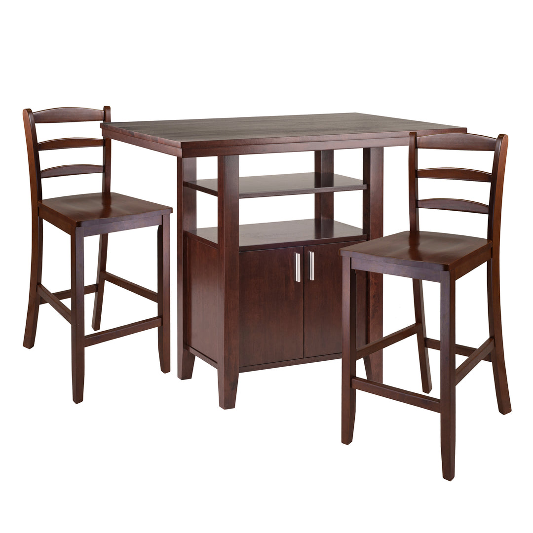 Albany 3-Pc High Table with Ladder-back Counter Stools, Walnut