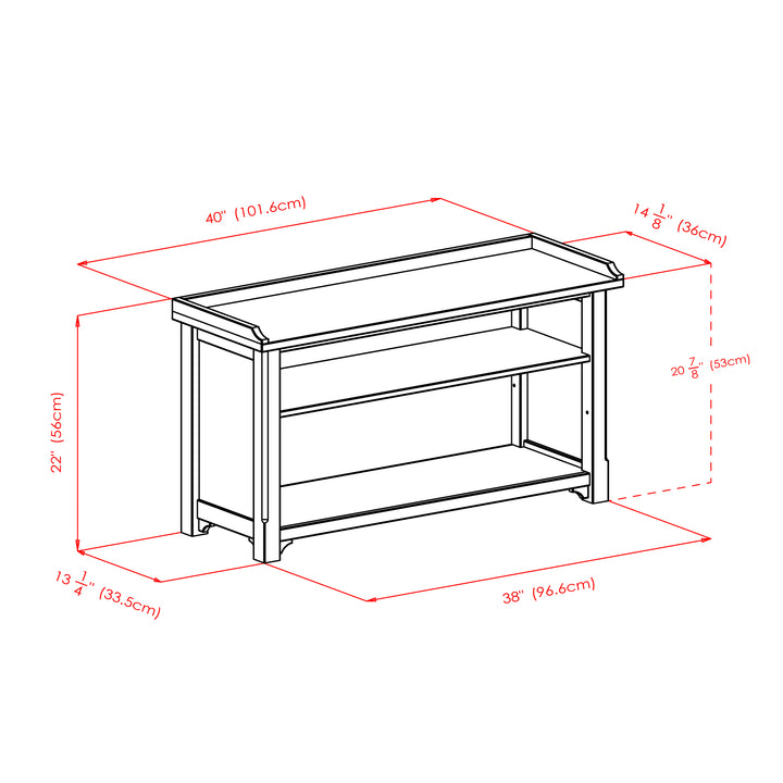 Verona 4-Pc Storage Bench with 3 Foldable Fabric Baskets, Walnut and Beige