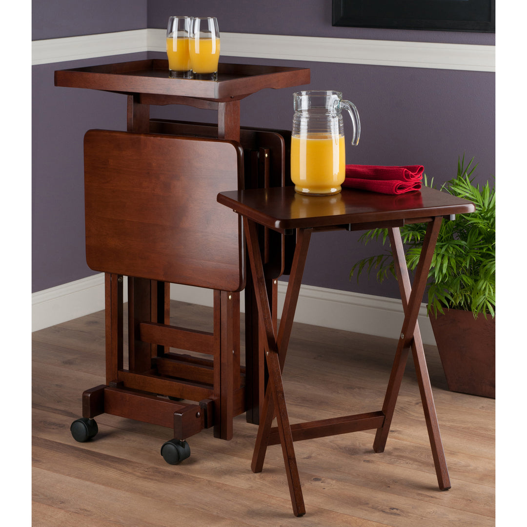 Isabelle 6-Pc Snack Table Set, Walnut