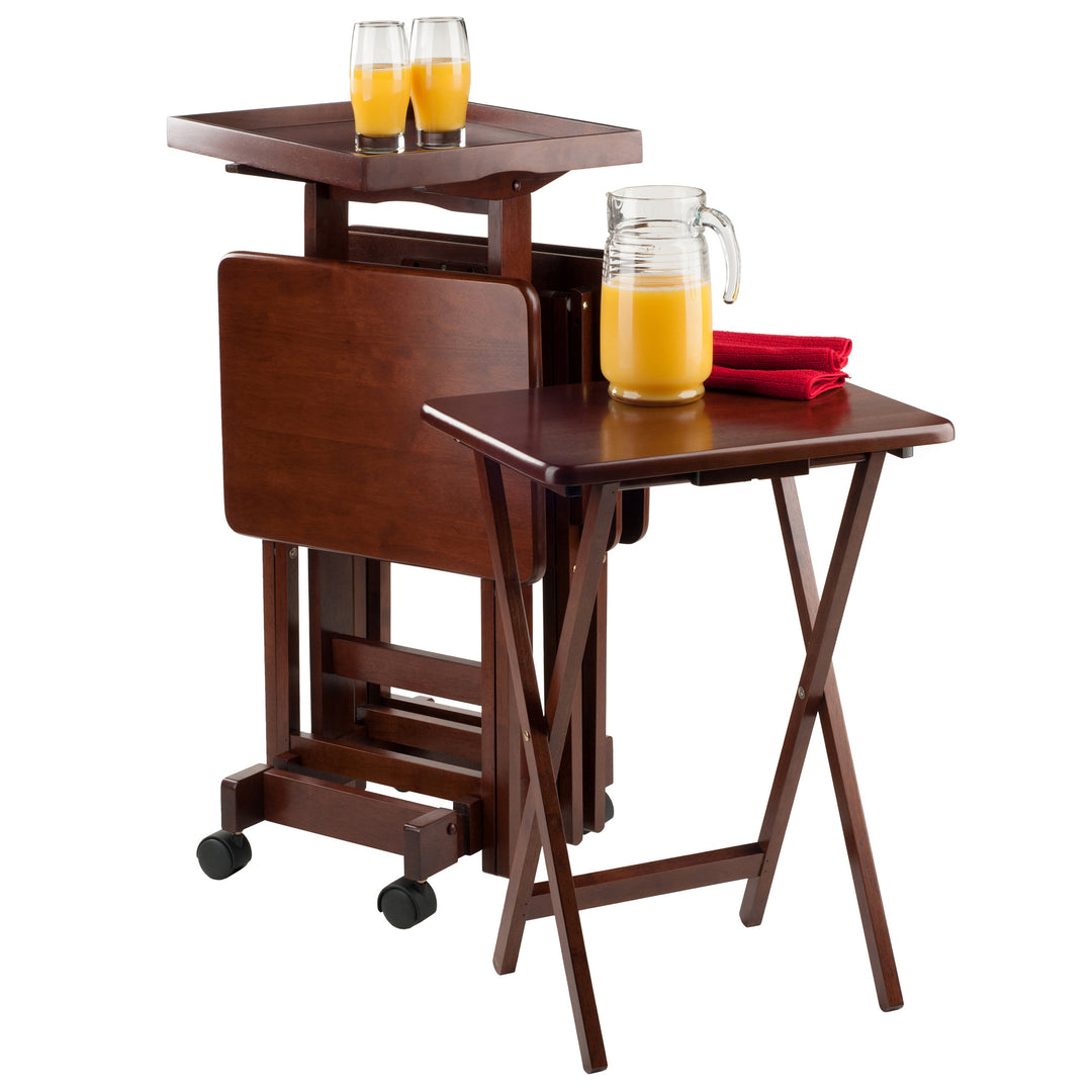 Isabelle 6-Pc Snack Table Set, Walnut