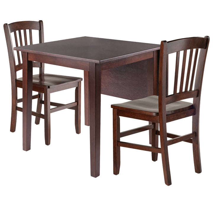 Perrone 3-Pc Drop Leaf Table with Slat Back Chairs, Walnut 