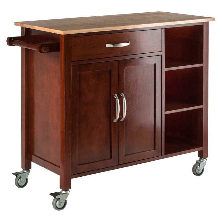 Mabel Utility Kitchen Cart, Natural & Walnut