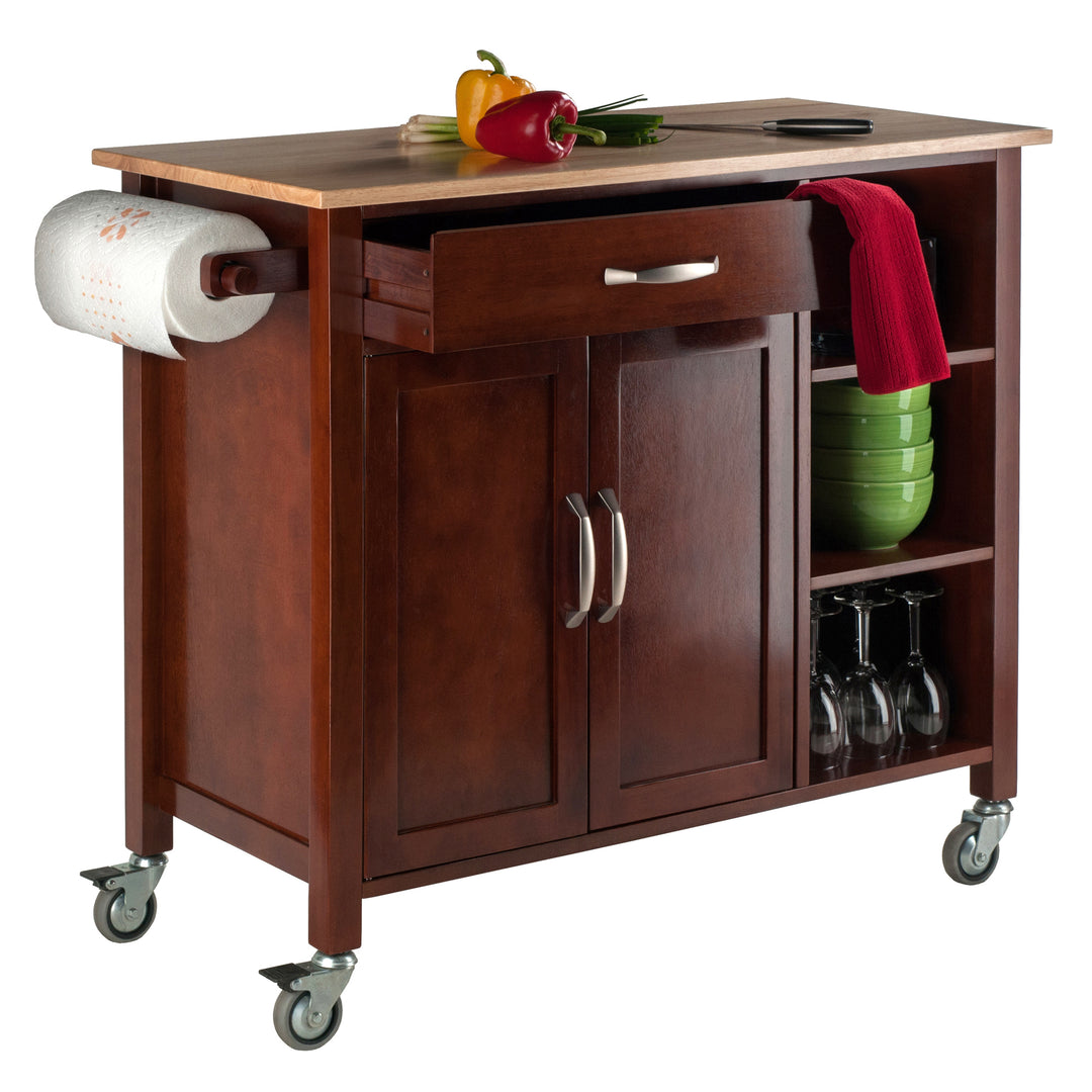 Mabel Utility Kitchen Cart, Natural & Walnut