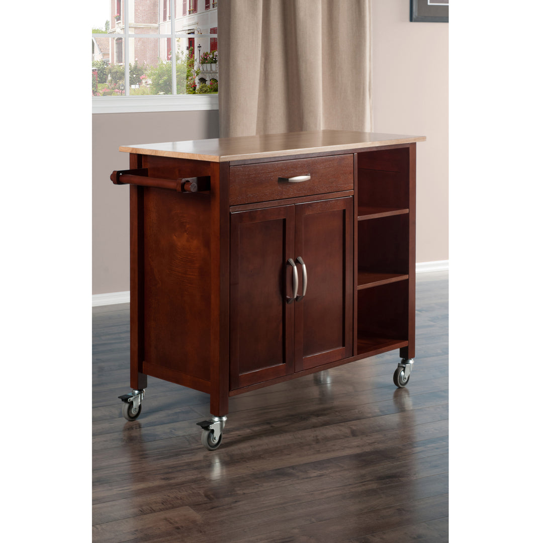 Mabel Utility Kitchen Cart, Natural & Walnut