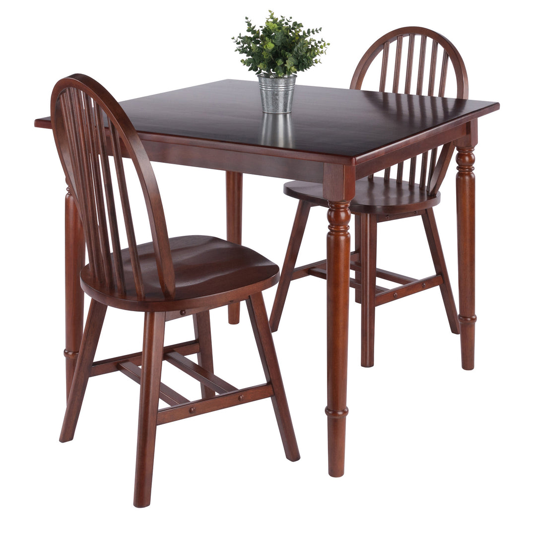 Mornay 3-Pc Dining Table with Windsor Chairs, Walnut