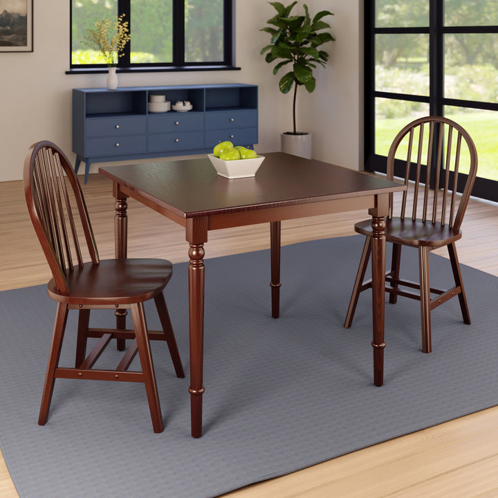 Mornay 3-Pc Dining Table with Windsor Chairs, Walnut