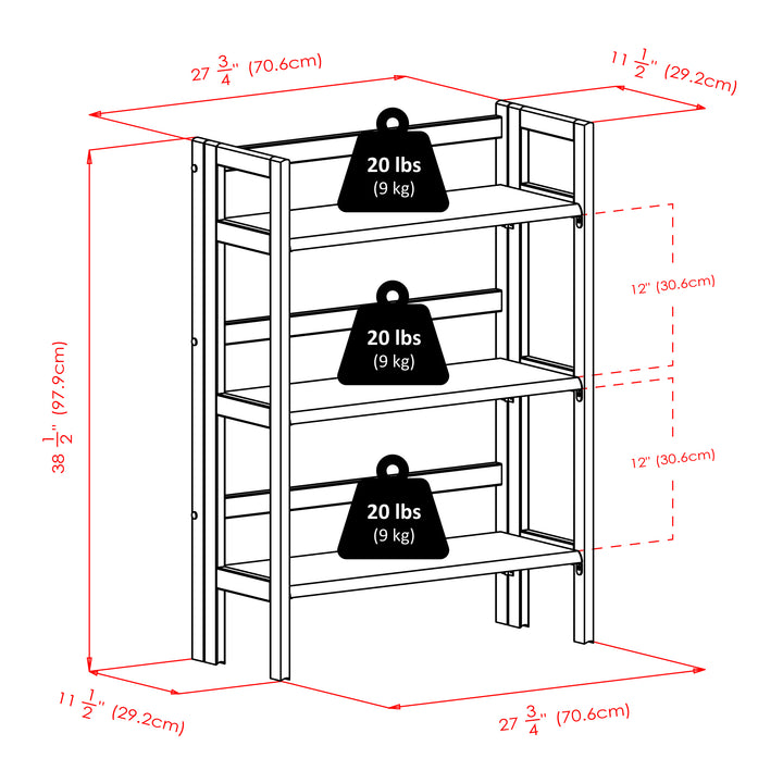 Terry Stackable 3-Tier Foldable Shelf, Walnut