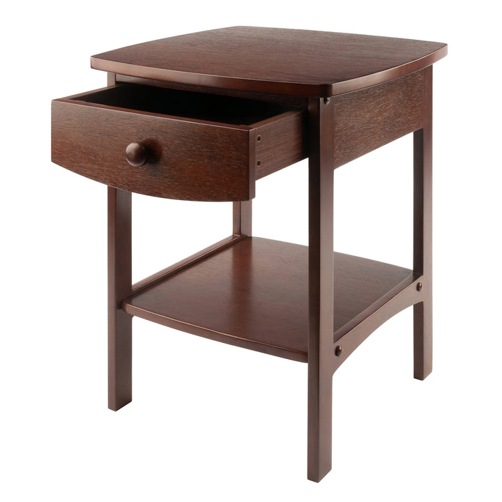 Claire Curved Accent Table, Nightstand, Walnut