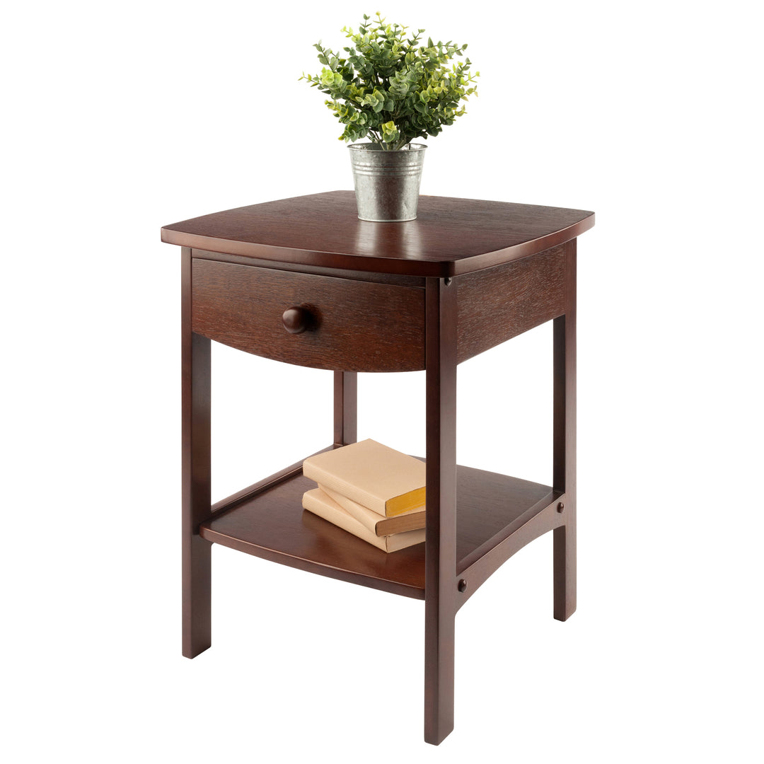 Claire Curved Accent Table, Nightstand, Walnut