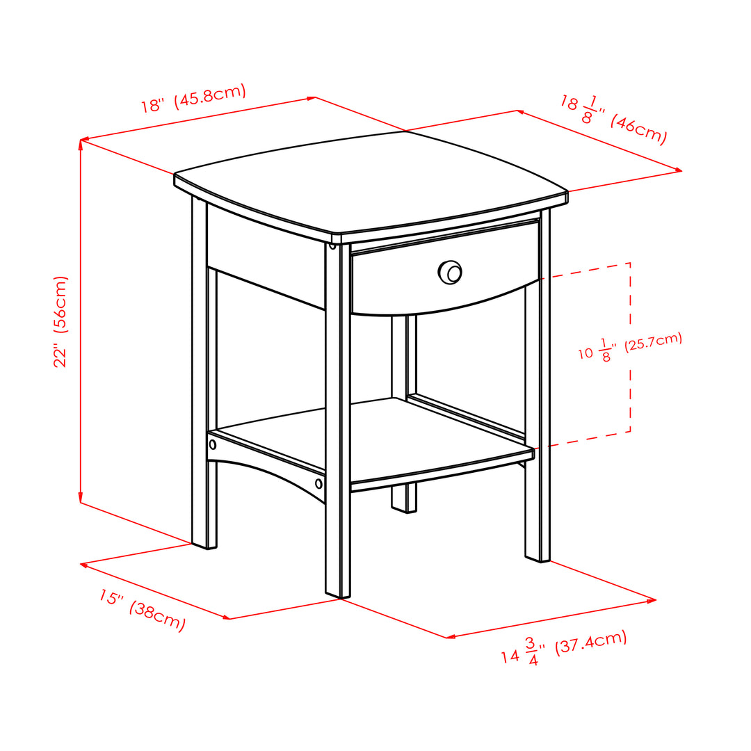 Claire Curved Accent Table, Nightstand, Walnut