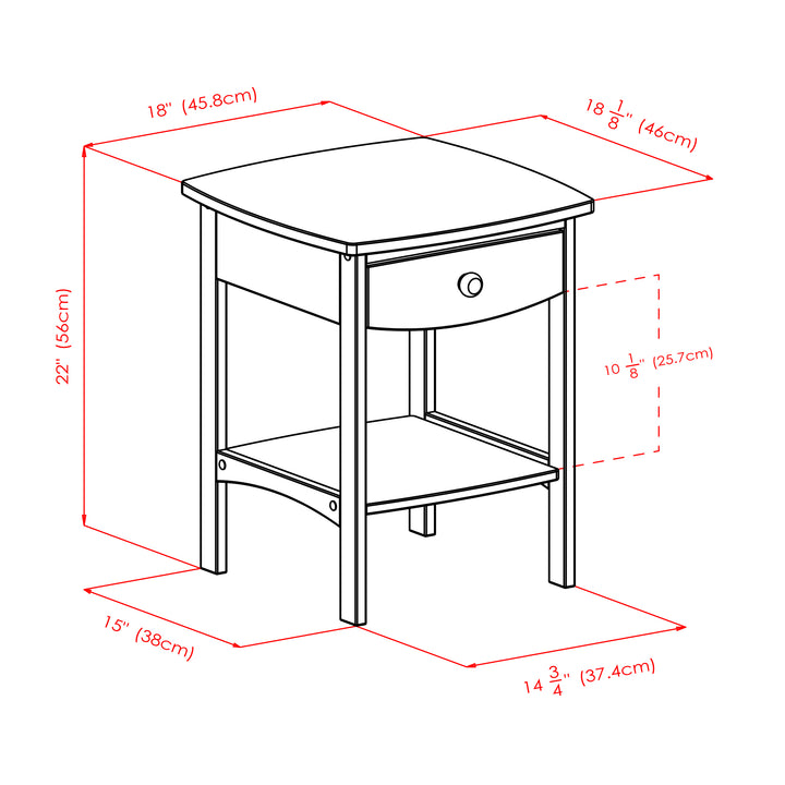 Claire Curved Accent Table, Nightstand, Walnut