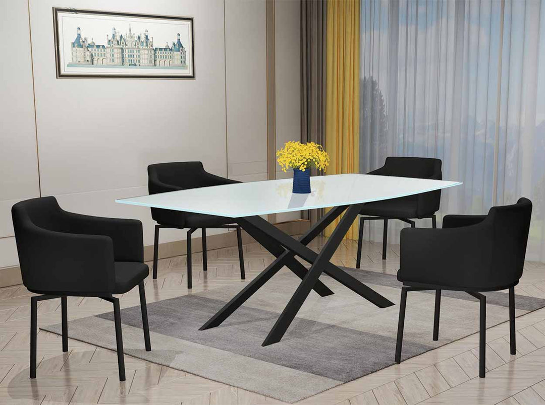Jackie Modern Glass Dining Set by Chintaly